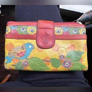 Fossil Multicolor Bird Design Wallet